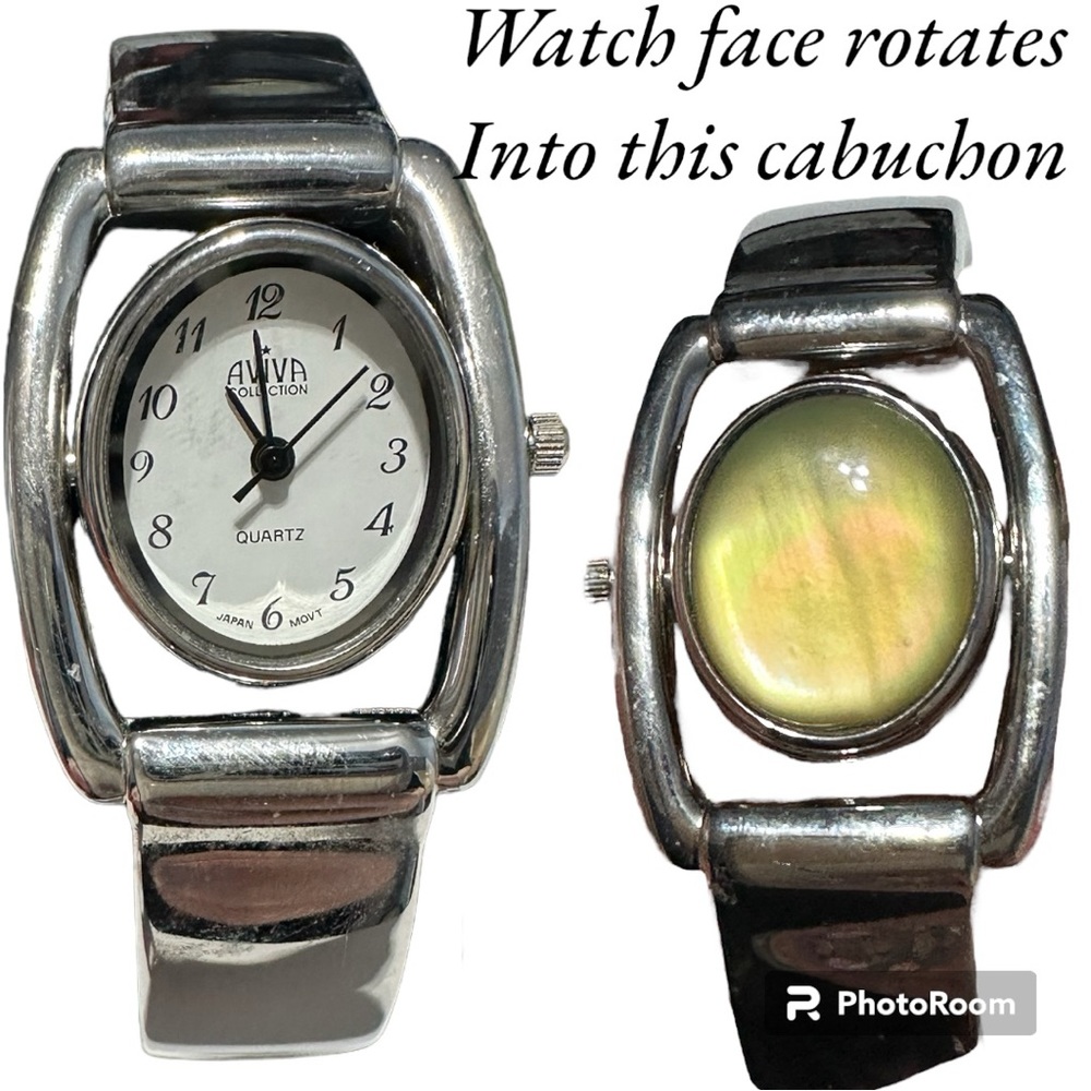Aviva collection vintage watch that rotates/flips into a stone bracelet